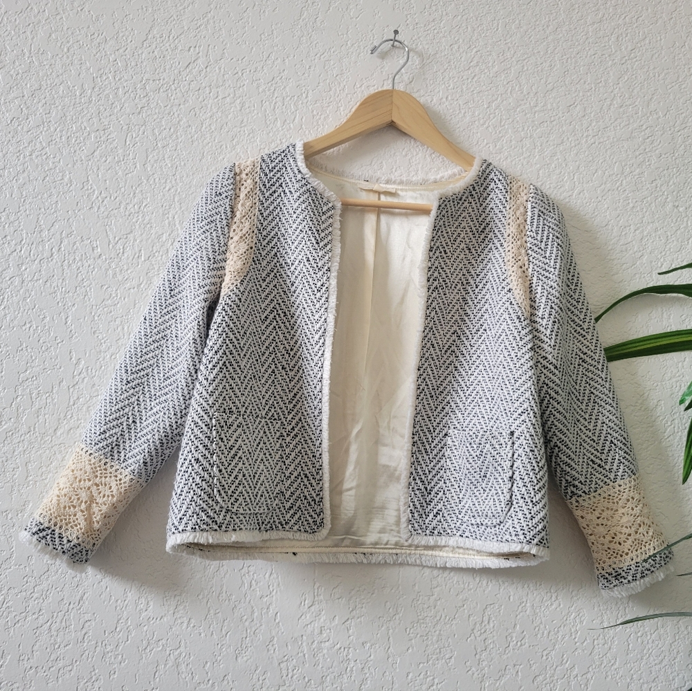 Mystree Black and Cream Patterned Blazer S